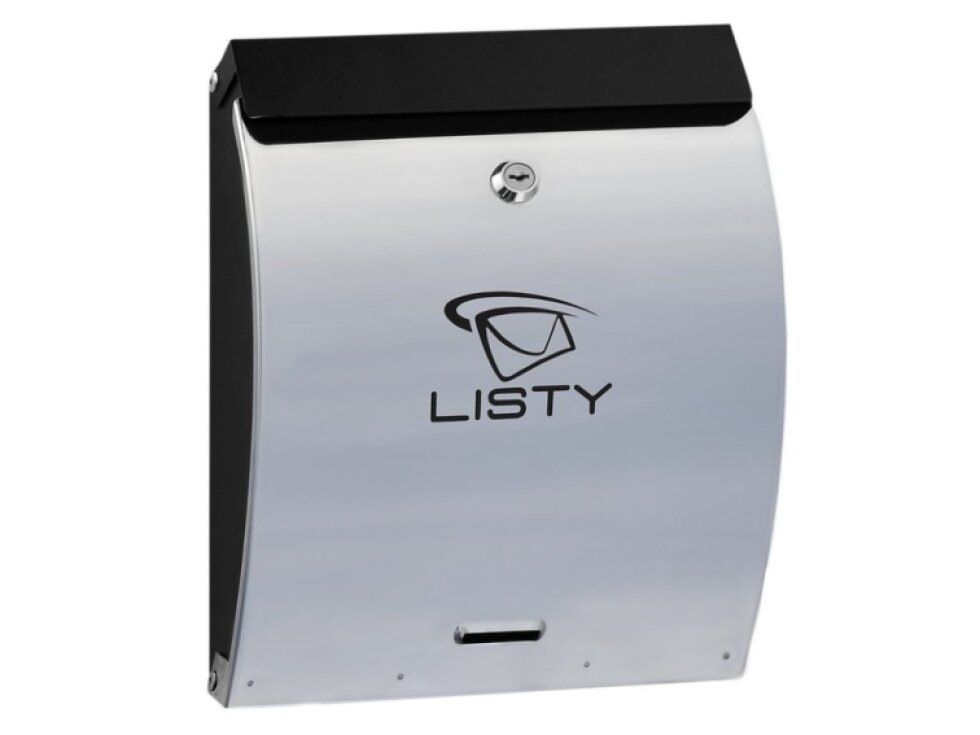 Schránka poštová (250x330x65mm) nerez/čierna, max. formát listu: C4, leštená nerez /AISI430