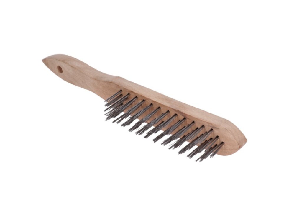 kefa ručná oceľová, 5 radová, 300mm, drevená rúčka