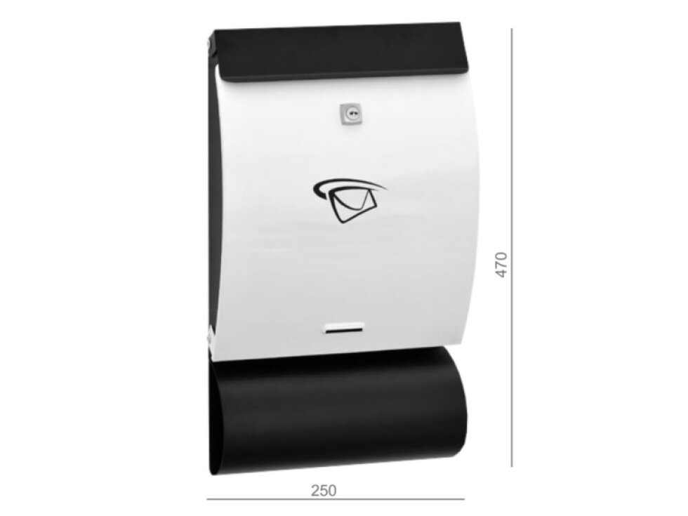 Schránka poštová, (250x470x65mm) nerez/čierna, max. formát listu: C4, leštená nerez /AISI430