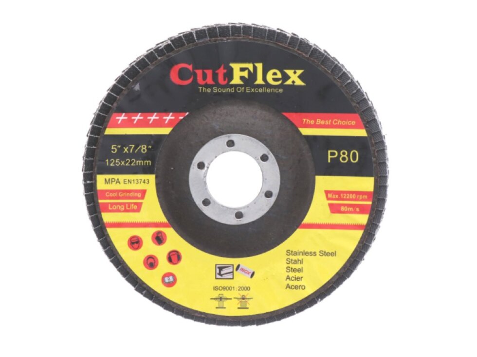 brúsny kotúč lamelový na oceľ a nerez, 125x22,2 zrno 80, ROVNÝ