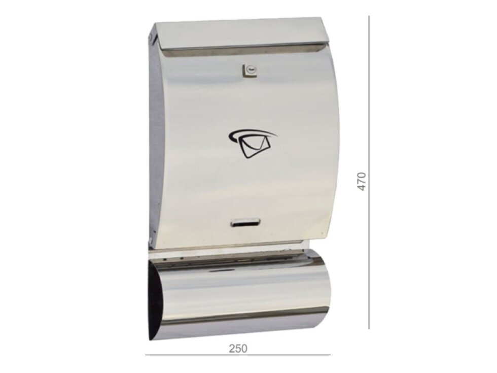 Schránka poštová (250x470x65mm), max. formát listu: C4, leštená nerez /AISI430