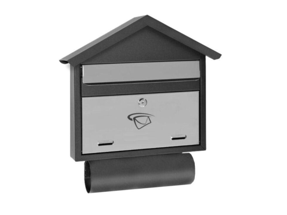 Schránka poštová (400x460x75mm) nerez/čierna, max. formát listu: C4, leštená nerez /AISI430