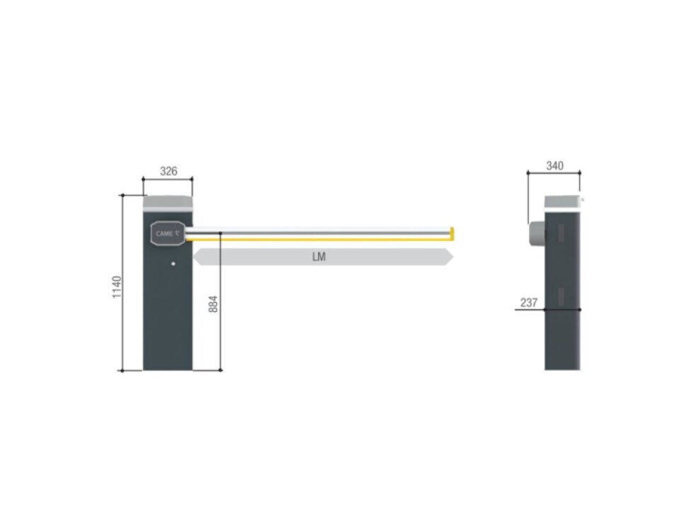 GGT40AGS závora do 5m pre intenzívne použitie, RAL7024