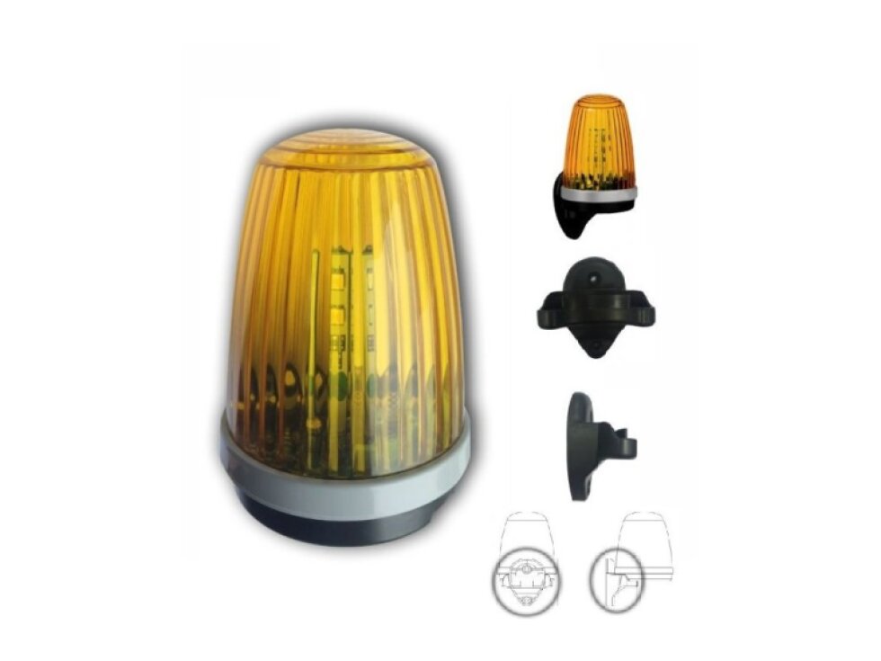 F5000 výstražné LED svetlo, 12/24/230V, AC/DC, držiak pre bočné uchytenie, zabudovaná anténa, rozmer 90x90x120mm