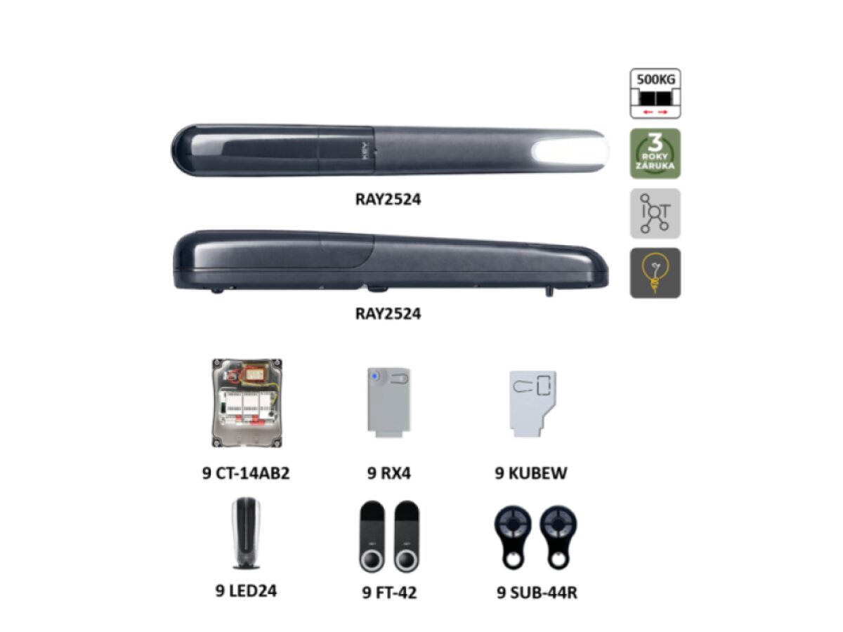 Key RAYKIT RAY2524 – sada pro dvoukřídlé brány do 2,5 m, LED