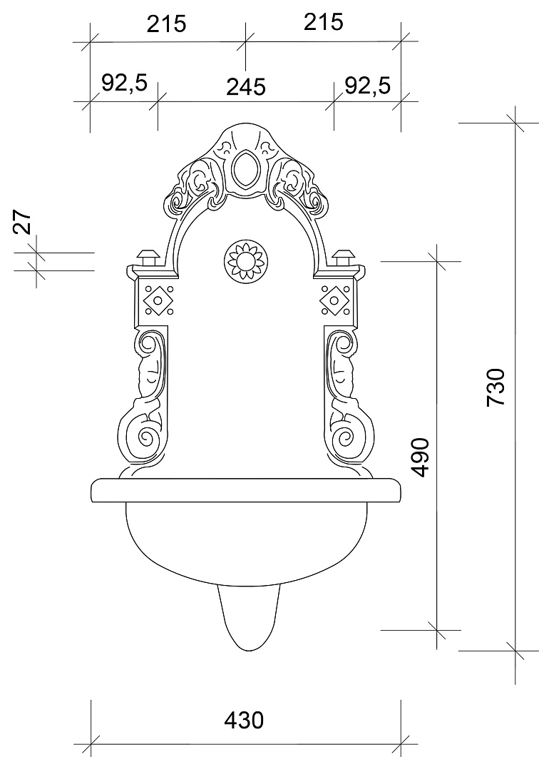 Záhradné umývadlo Bassena čierne so sifónom