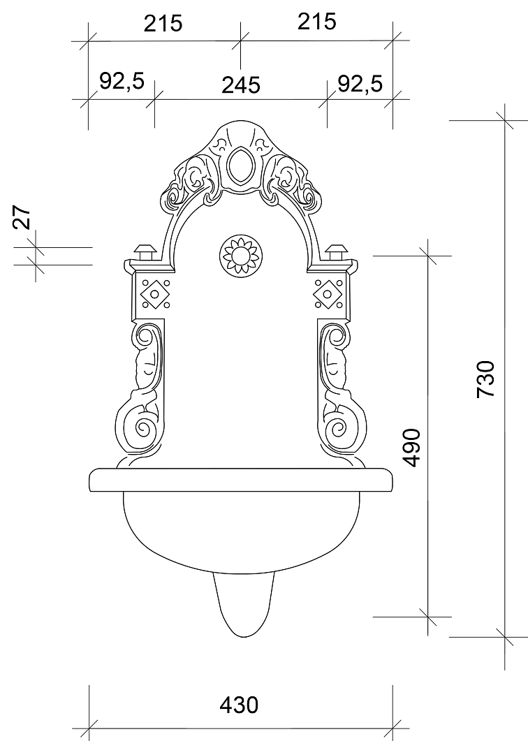 Záhradné umývadlo Bassena meď (sada)
