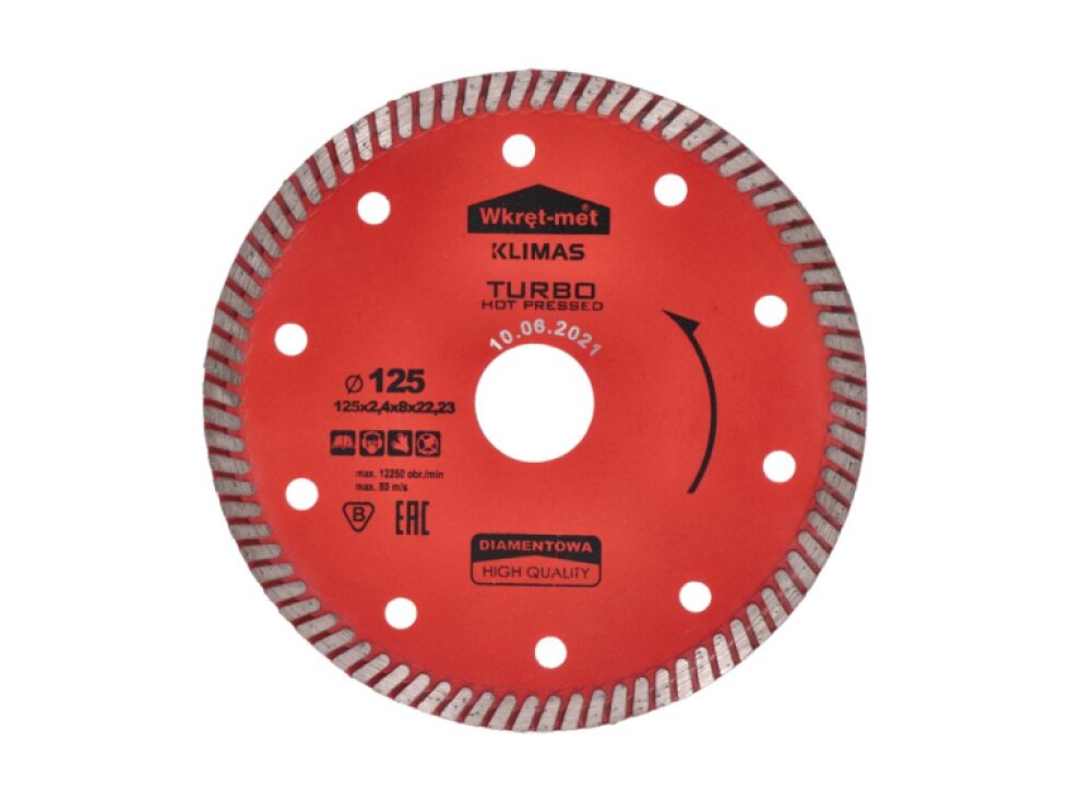 profesionálny Turbo diamantový kotúč lisovaný za tepla 125x2.3x22