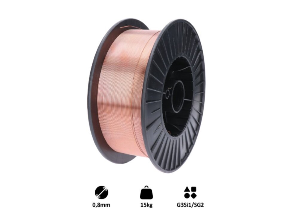 drôt zvárací ø 0,8mm-MIG/MAG(CO2), G3Si1/SG2 pre zváranie ocele, 15kg