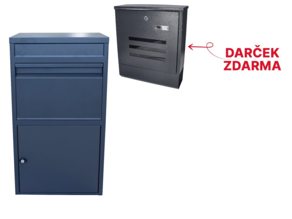 Box na balíky (410x385x720mm) s prepadovou lištou na ochranu balíkov, hrúbka 0.8mm), max. veľkosť balíka: 320x300x180mm, farba: RAL 7016 (antracit)