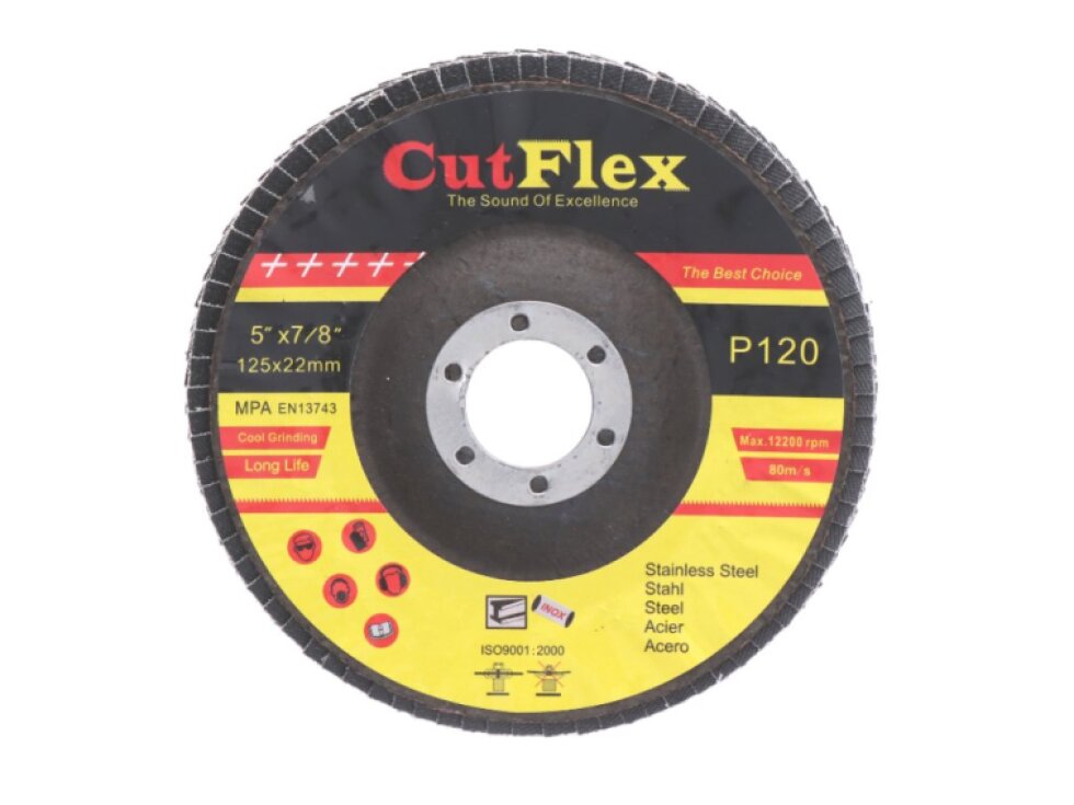 brúsny kotúč lamelový na oceľ a nerez, 125x22,2 zrno 120