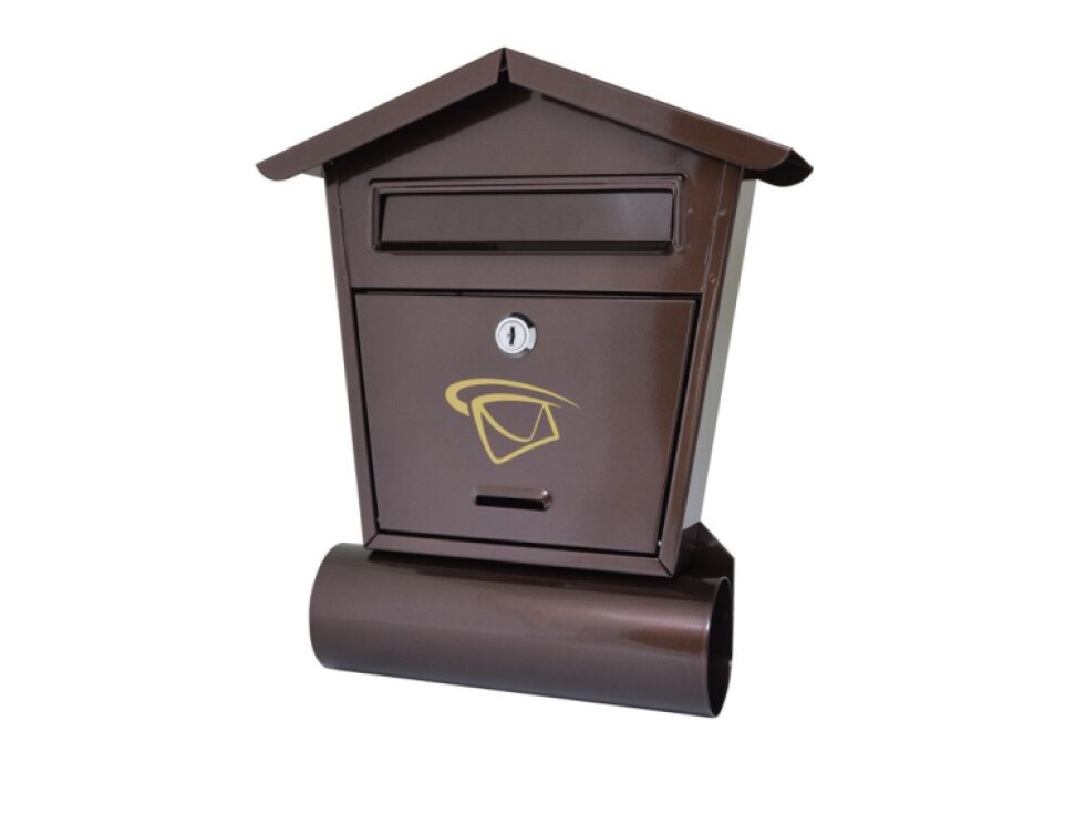 Schránka poštová 280x330x50mm, hnedá, max. formát listu: B6, tunel na noviny ø70 mm