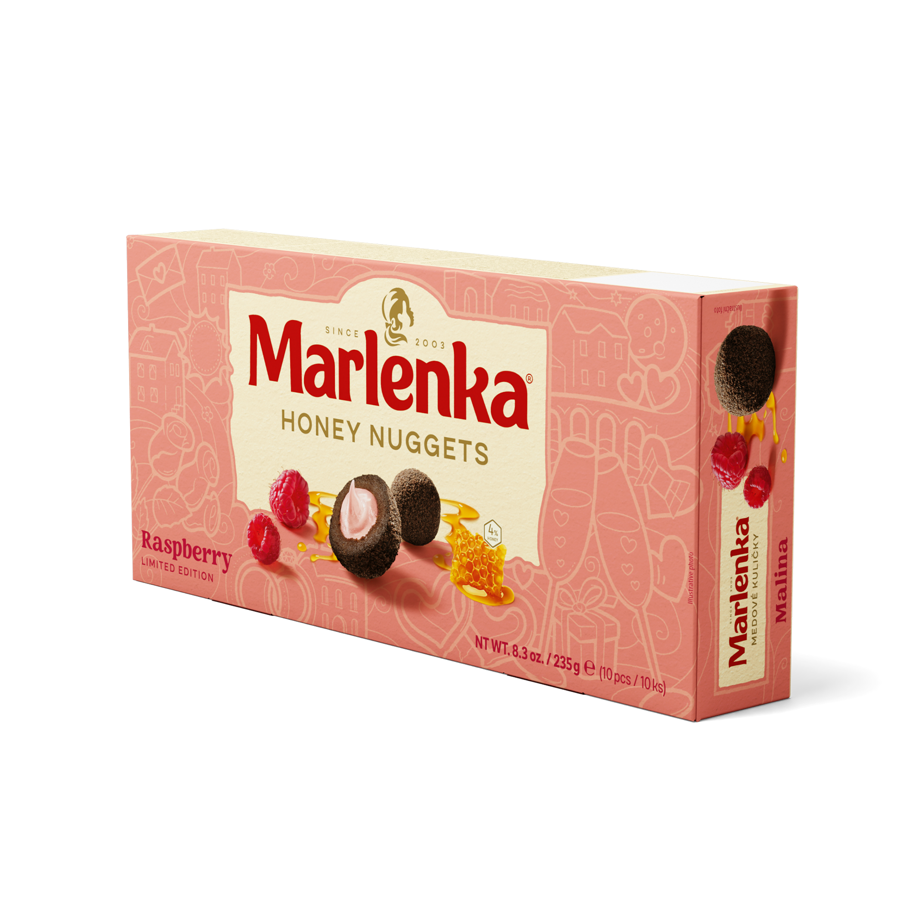 Akce 3+1 Malinové medové kuličky MARLENKA® 4 x 235 g