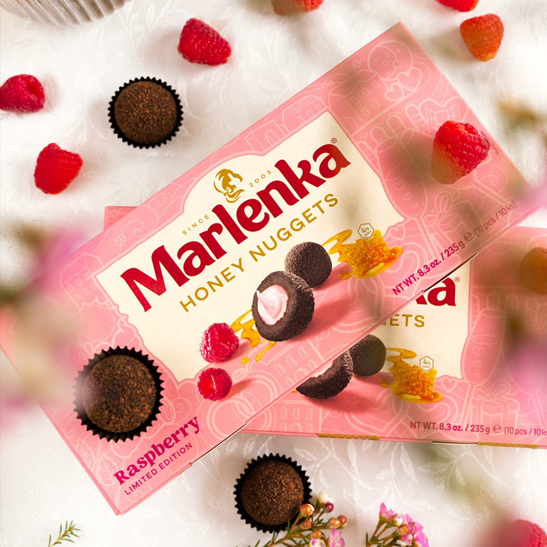 Promotion 3+1 Raspberry Honey Nuggets MARLENKA® 4 x 235 g