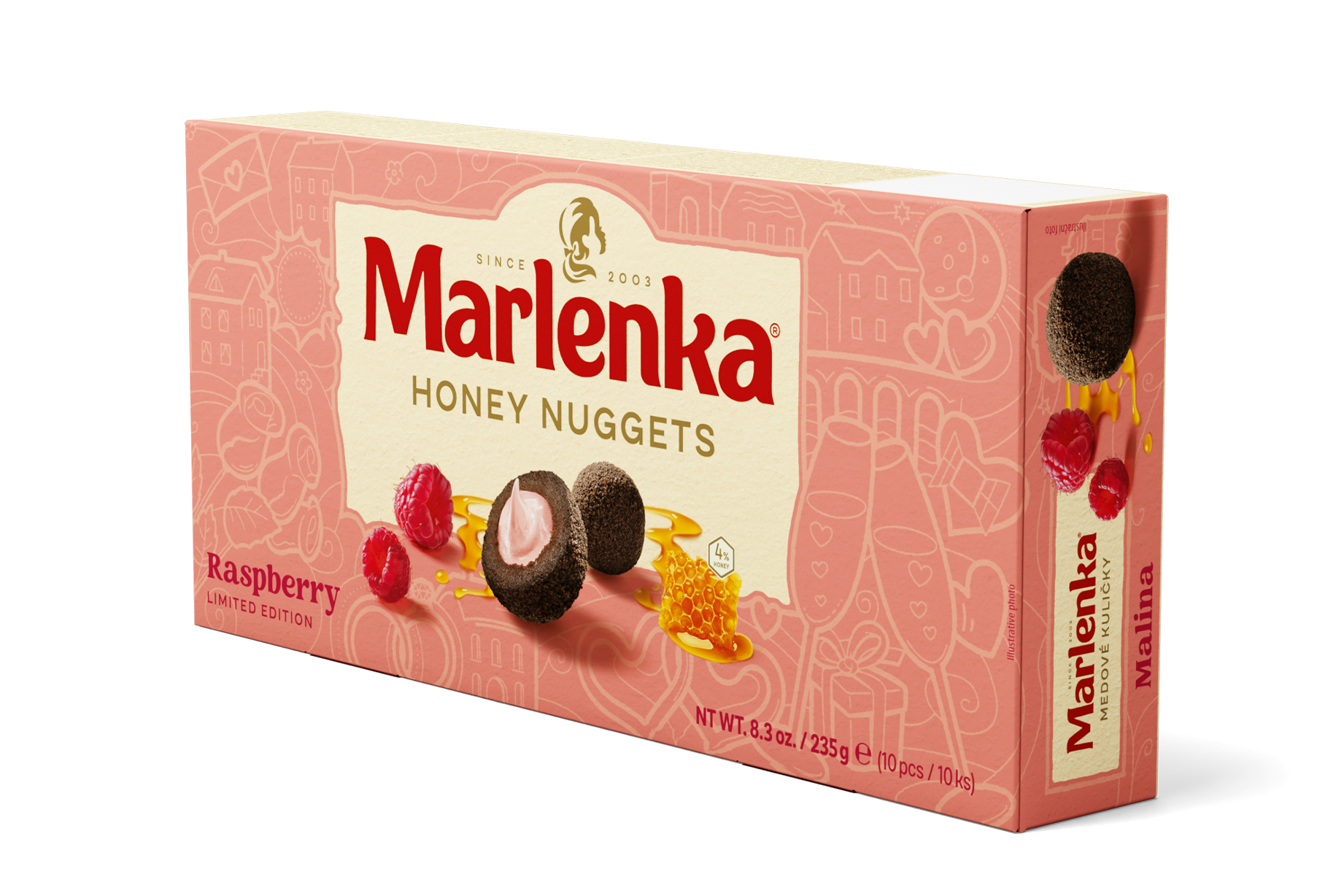 Malinové medové guličky MARLENKA® 235 g