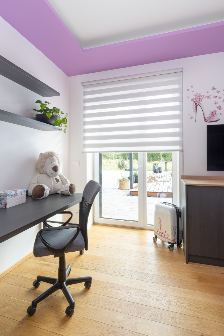 Fabric roller blind in children room