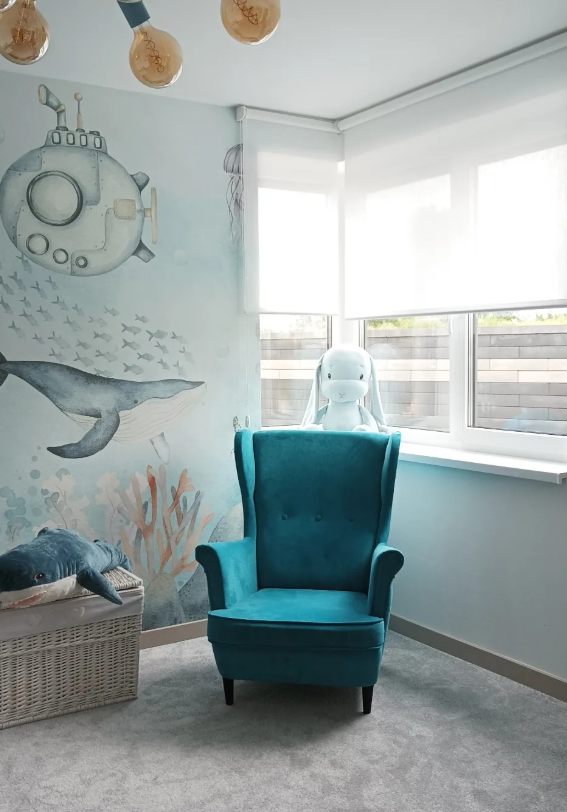 Fabric blind in kids room