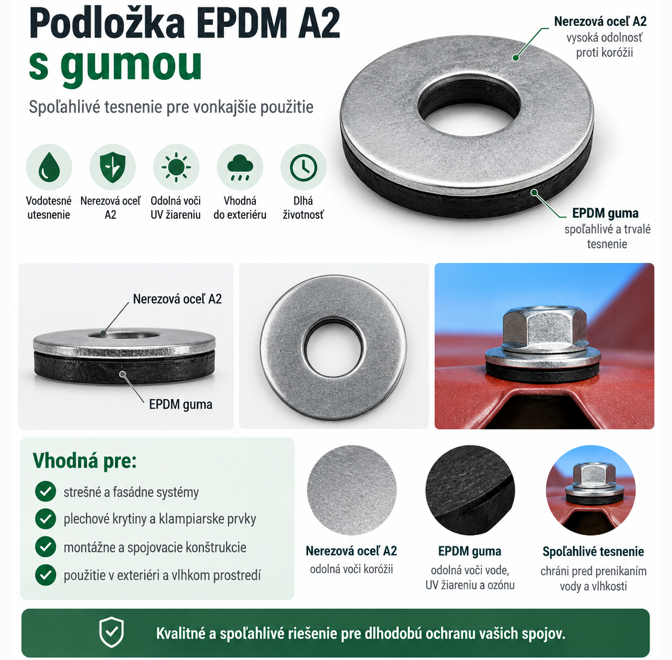 Tesniaca podložka EPDM 8,4x29 A2 nerez s gumou - 100ks
