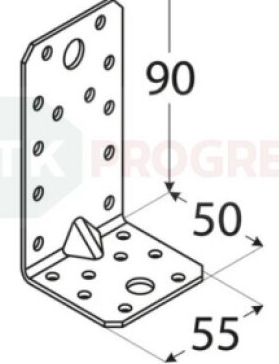 Uholník KPL3 s prelisom 90x 50x55x2,0 bal.20ks
