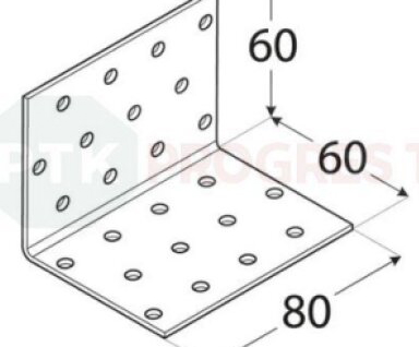 Uholník KM 05 dierovaný 60x 60x 80x2 bal.20ks