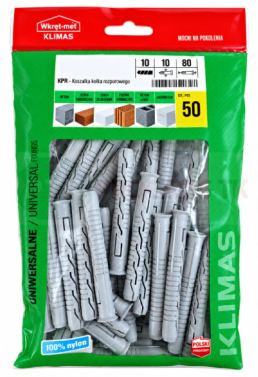 Hmoždinka KPR 10X135 nylon rámová bal.100 ks