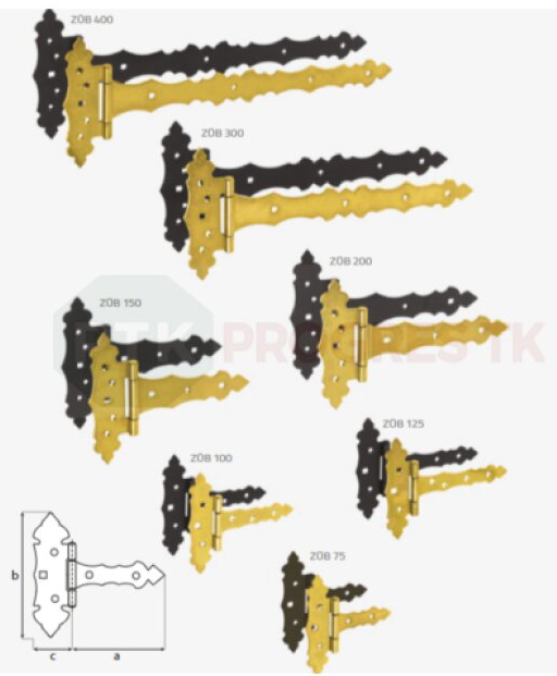 Záves ZOB 150 "čierny" bránkový ozdobný 150x50x170x2,5mm
