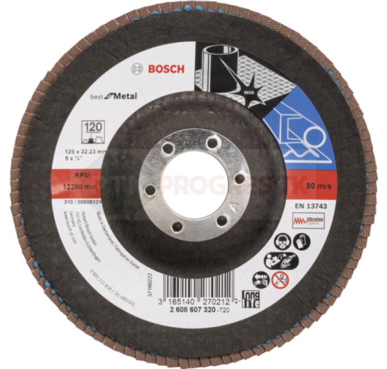 Kotúč 125x22 P 120 lam. X571kov/inox BOSCH kónický