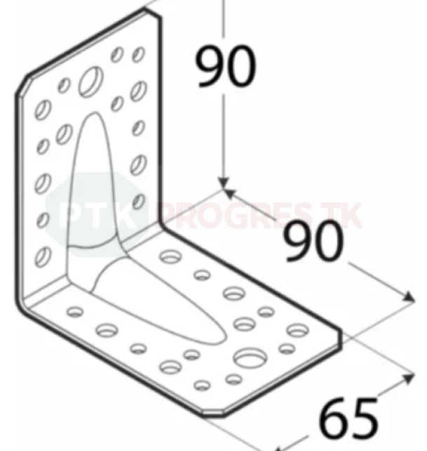 Uholník KP 1 s prelisom 90x 90x65x2,5 bal.20ks