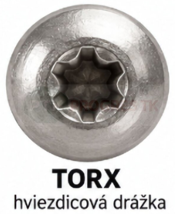 Skrutka do dreva 6,0X60 TORX s polgulatou hlavou nerez A2 celozávit balenie 200ks