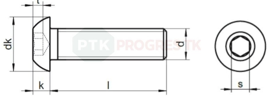 Skrutka ISO 7380 M 3x 6 A2 nerez metrická s polguľovou hlavou - 1000 ks