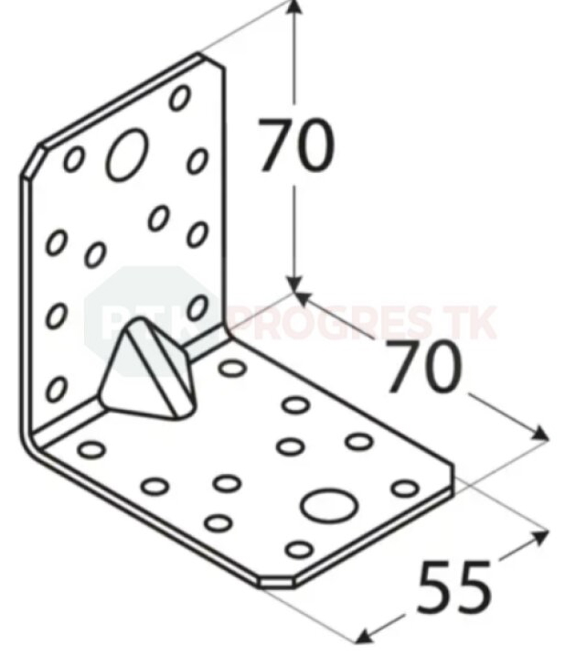 Uholník KP 4 s prelisom 70x 70x55x2,5 bal.20ks