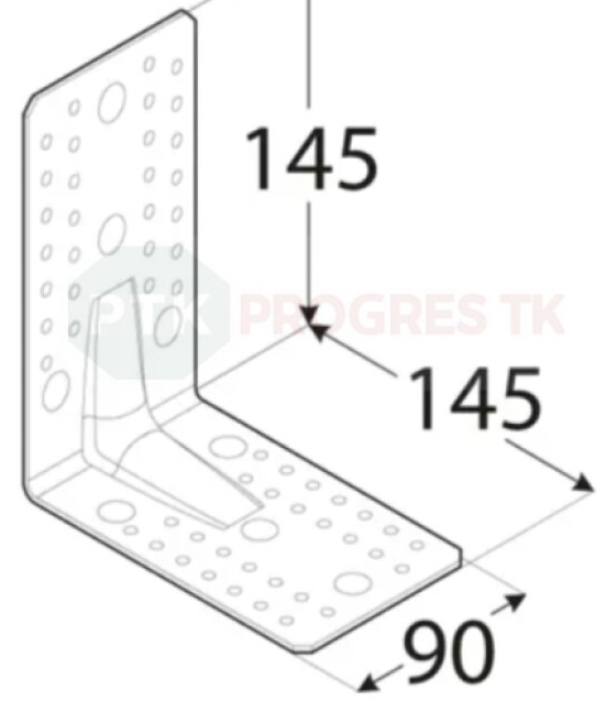 Uholník KP 7 s prelisom 145x145x90x2,5 bal.10ks