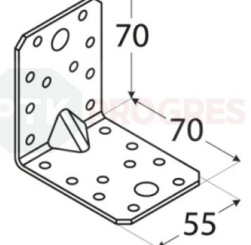 Uholník KPL4 s prelisom 70x 70x55x2,0 bal.20ks