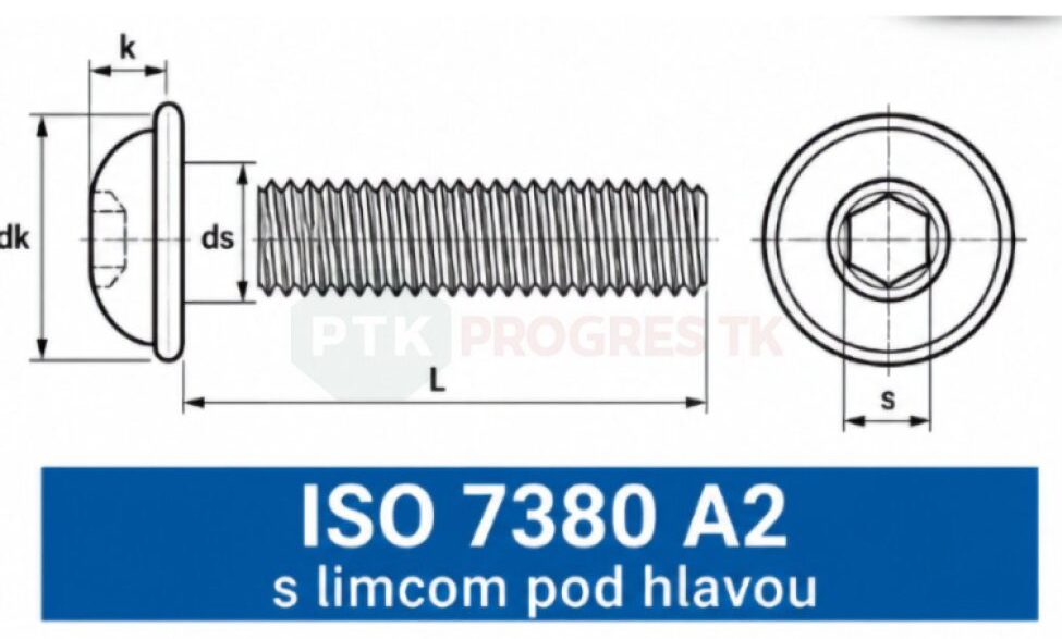 Skrutka ISO 7380 M 5x 25 A2 nerez smetrická s polguľovou hlavou + limec - 500ks