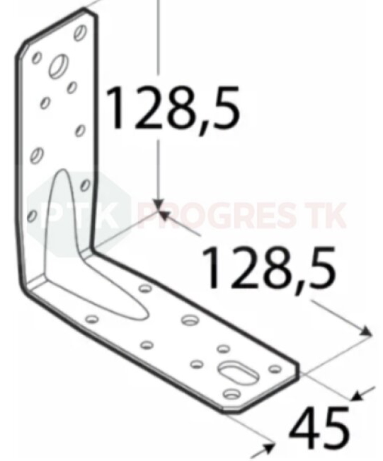 Uholník KP 9 s prelisom 128,5x128,5x45x2,5 bal10ks