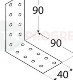 Uholník KM 16 dierovaný 90x 90x 40x2 bal.20ks