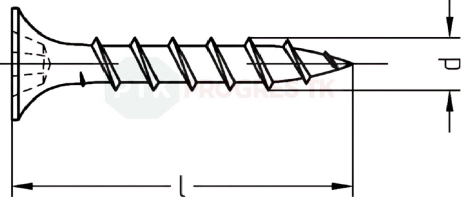 Skrutka do sadrokartónu 3,5X55 so závitom do dreva-500ks
