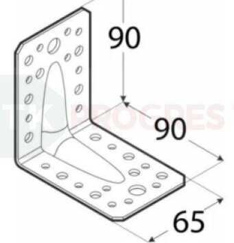 Uholník KPL1 s prelisom 90x 90x65x2,0 bal.20ks