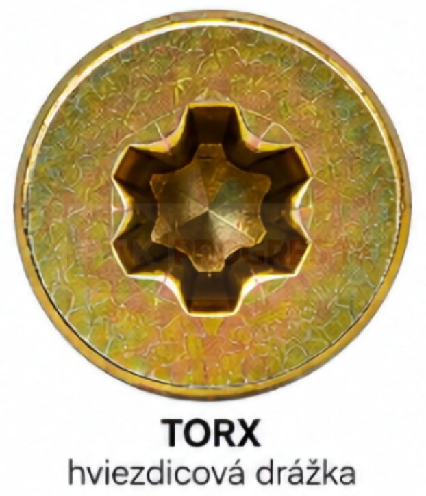 Skrutka do dreva 6,0X150 zápustná TORX,žltý zinok, polzávit -100ks