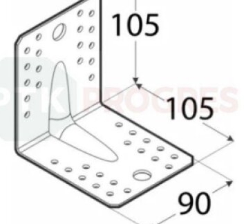 Uholník KPL2 s prelisom 105x105x90x2,0 bal.20ks