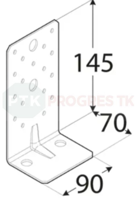 Uholník KP 8 s prelisom 145x70x90x2,5 bal.10ks