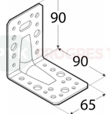 Uholník KP 11 s prelisom 90x 90x65x2,5 mm - 20ks