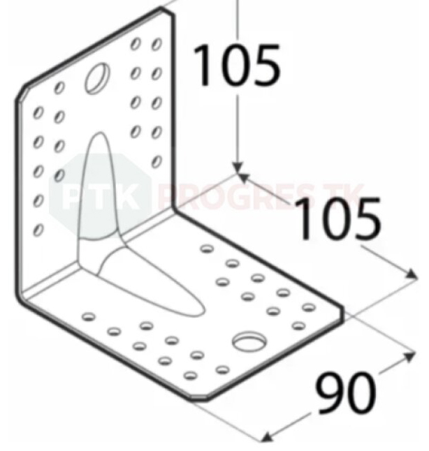 Uholník KP 2 s prelisom 105x105x90x2,5 bal.20ks