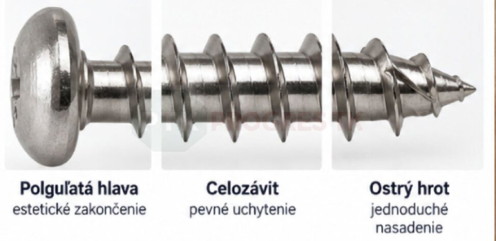 Skrutka do dreva 3,0X30 PZ s polgulatou hlavou nerez A2 balenie1000 ks