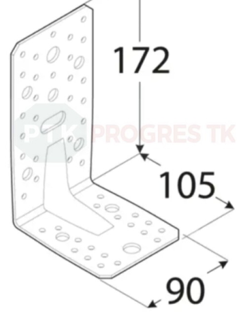 Uholník KP 6 s prelisom 172x105x90x3,0 bal.10ks