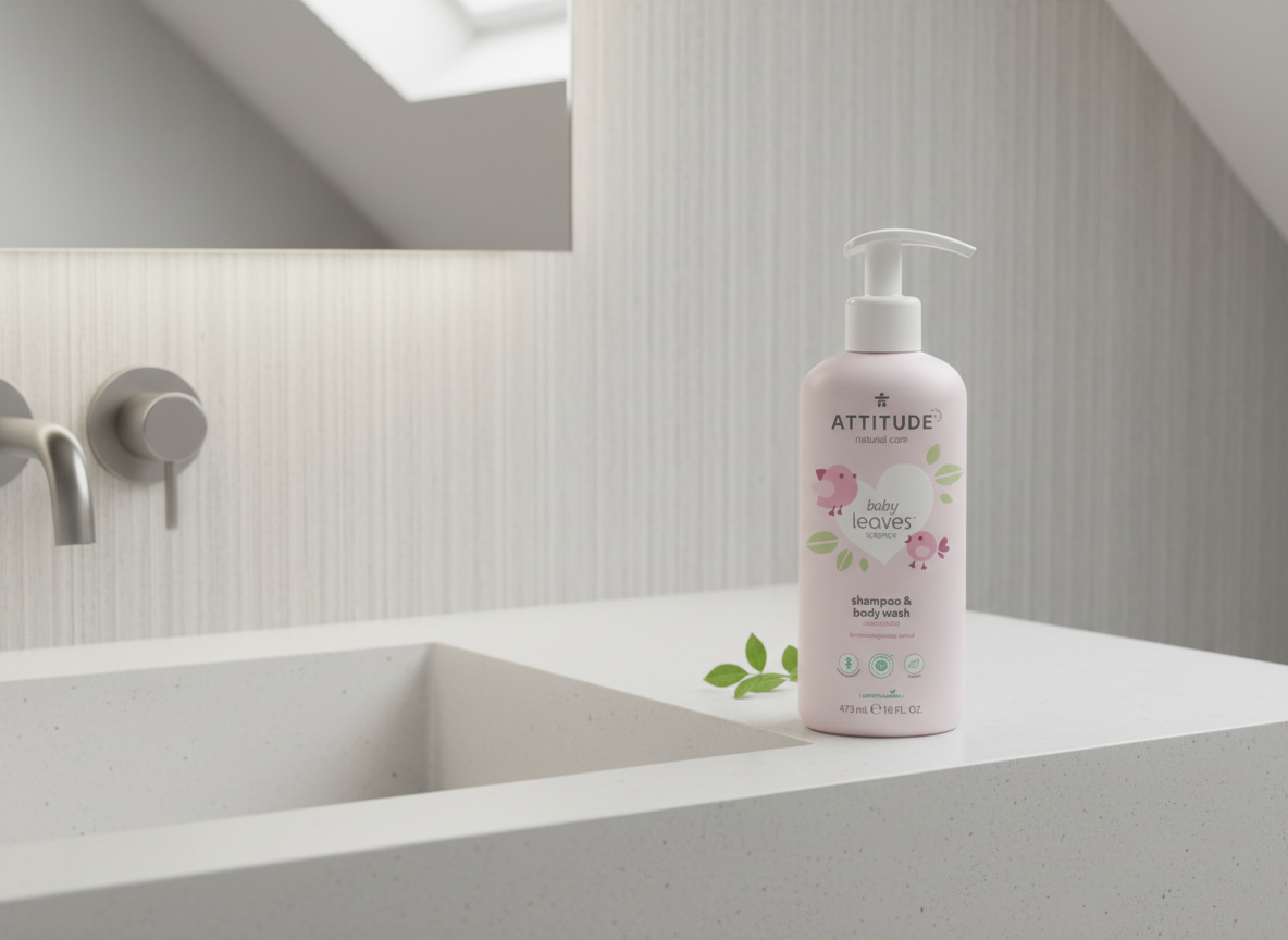 ATTITUDE Baby leaves bez vůně - Dětský šampon a mýdlo 2 v 1, 473 ml