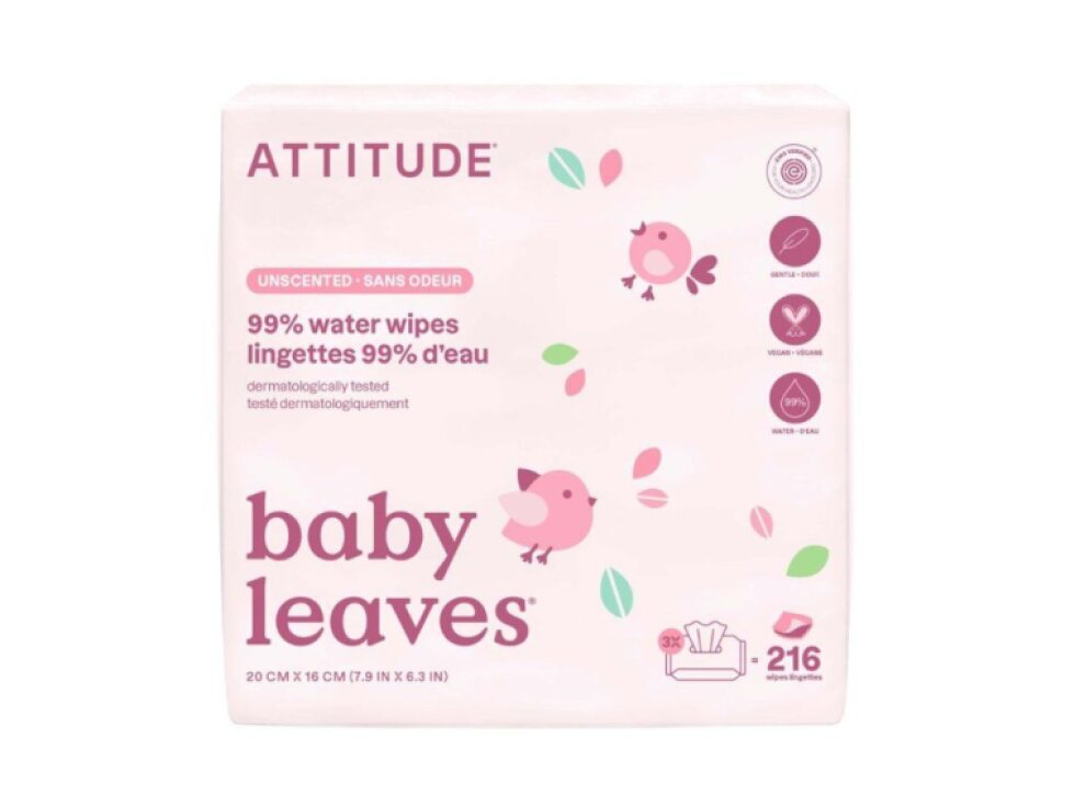 ATTITUDE Vlhčené ubrousky bez vůně 3x72ks Ekologické a Hypoalergenní