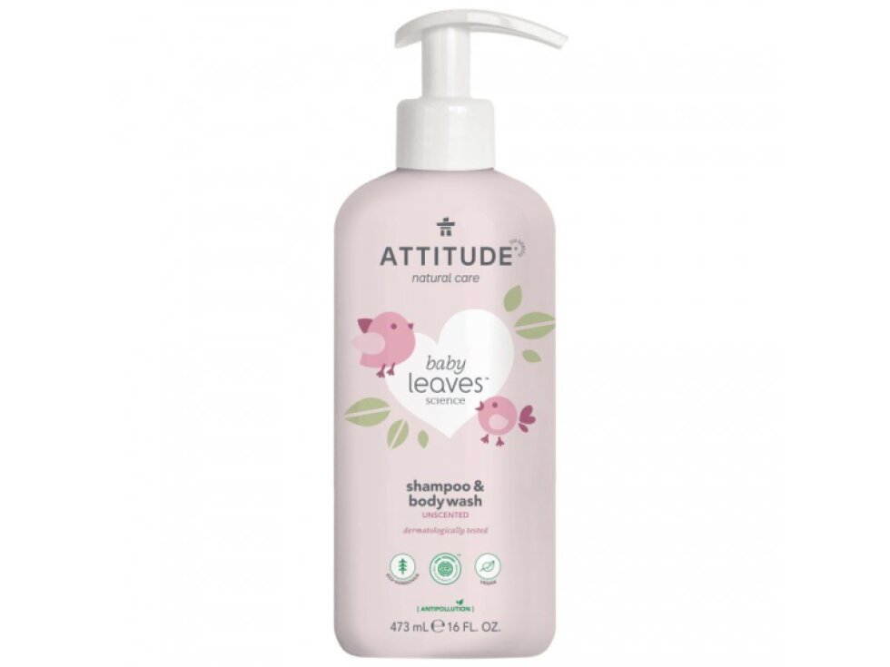ATTITUDE Baby leaves bez vůně - Dětský šampon a mýdlo 2 v 1, 473 ml