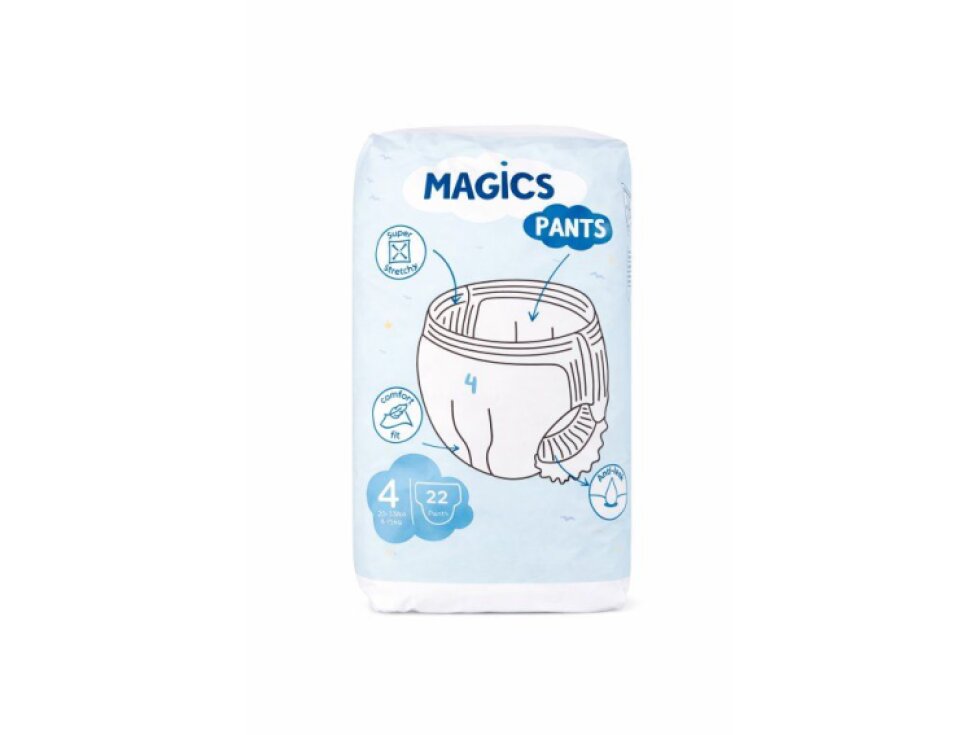 Kalhotkové plenky Magics Maxi 9-15 kg, 22 ks, Zebra design