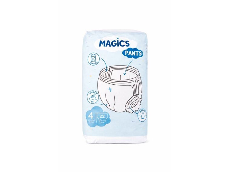 Kalhotkové plenky Magics Maxi 9-15 kg, 22 ks, Zebra design